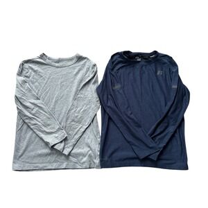 Lot Of 2 Long Sleeve Shirts Boys' Size 8 Blue Gray Russell Wonder‎ Nation